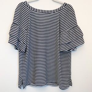 Loft Striped Tiered Bell Sleeve Blouse Woman’s M